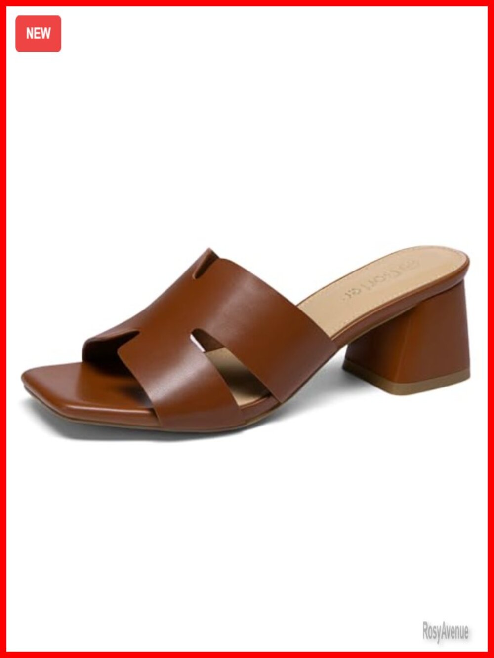 Women's Square Open Toe Sandals Low Block Chunky Heel Slip on Casual
